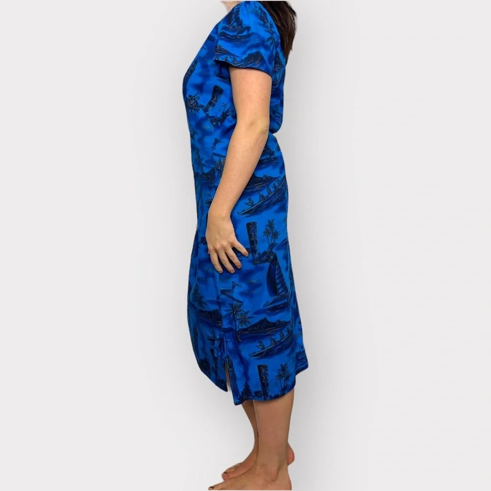 Vintage 60’s Mid Century, Travel, Novelty Print, Cotton, Bohemian Hawaiian Dress - Picture 6 of 10